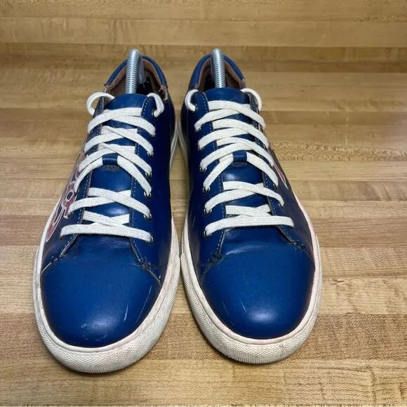 Polo Ralph Lauren Jermain Red Letter Leather Blue Shoes Men’s Size 10D Sneakers