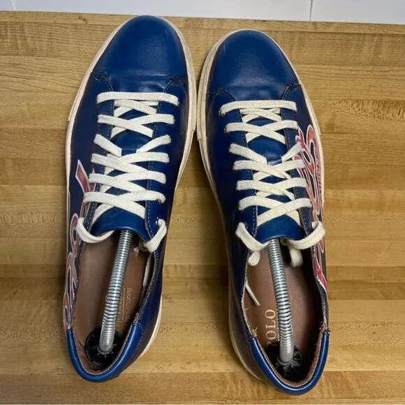 Polo Ralph Lauren Jermain Red Letter Leather Blue Shoes Men’s Size 10D Sneakers