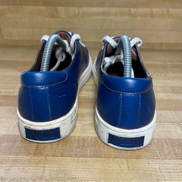 Polo Ralph Lauren Jermain Red Letter Leather Blue Shoes Men’s Size 10D Sneakers