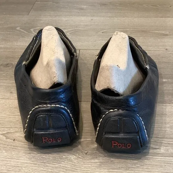Polo Ralph Lauren Men Terrence Leather Driving Shoes 10.5 Moccasin Black Classic
