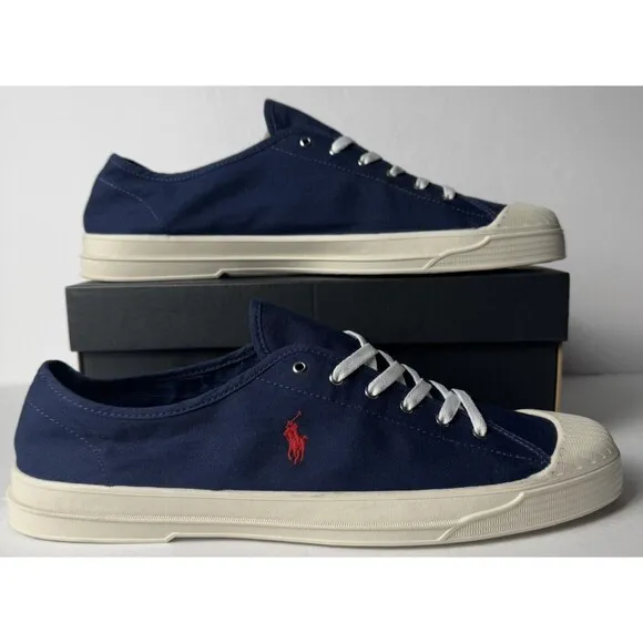Polo Ralph Lauren Size 14 Navy Blue Essence 100 Canvas Sneaker Shoe Cap Toe
