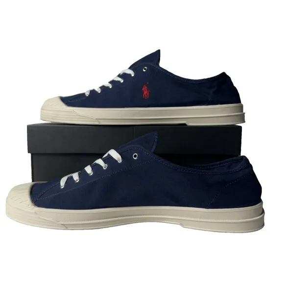 Polo Ralph Lauren Size 14 Navy Blue Essence 100 Canvas Sneaker Shoe Cap Toe