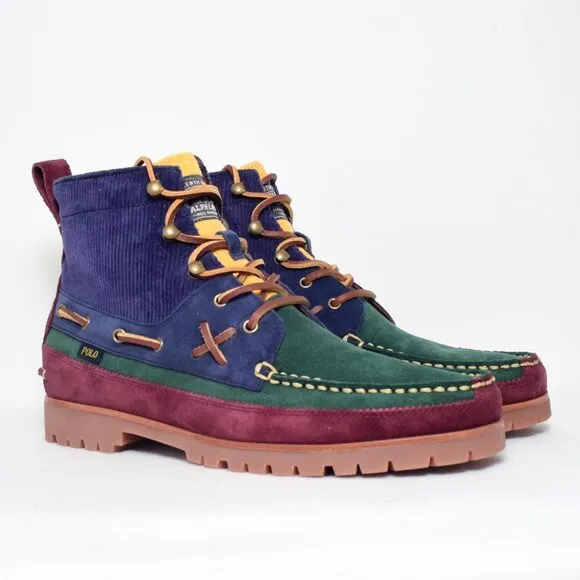 Polo Ralph Lauren Suede Corduroy Color Block Ranger Boots Men's