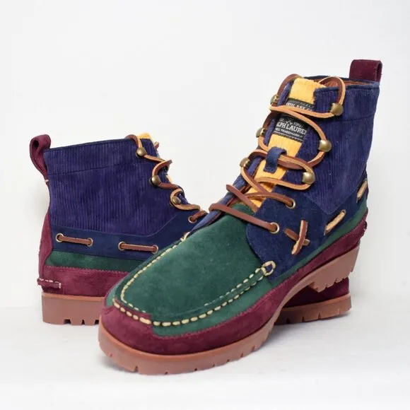Polo Ralph Lauren Suede Corduroy Color Block Ranger Boots Men's