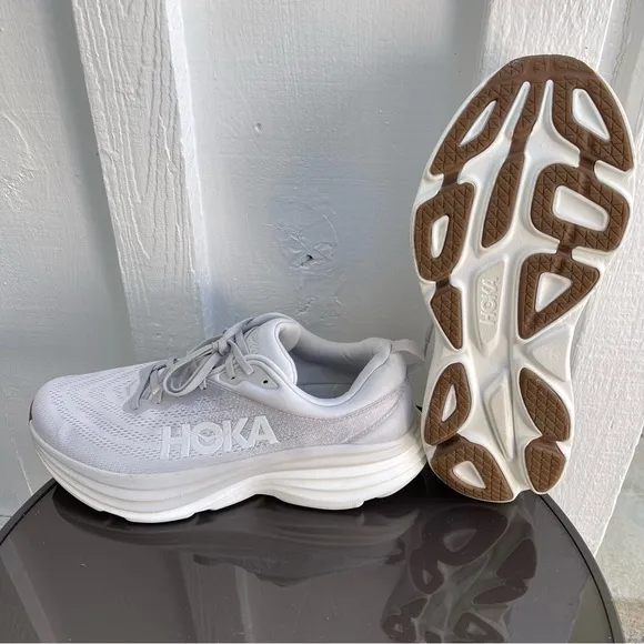 Pre- Owned Men Hoka One One Bondi 8 Running Shoes 1123202 LRNC Size 12 D