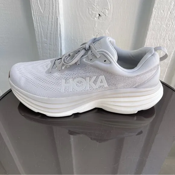Pre- Owned Men Hoka One One Bondi 8 Running Shoes 1123202 LRNC Size 12 D