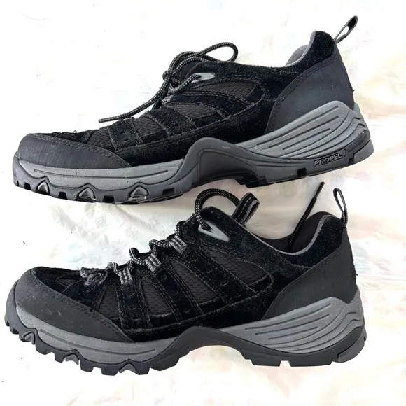 Propel Bass Leather Trail hiking Black shoes lace up SZ 8 M NWOT