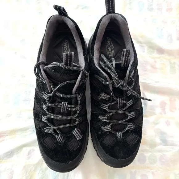 Propel Bass Leather Trail hiking Black shoes lace up SZ 8 M NWOT