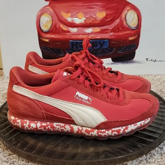 Puma Jamming Easy Rider Bubble Sole Red Suede Shoes Size 7 Youth Womens 8.5