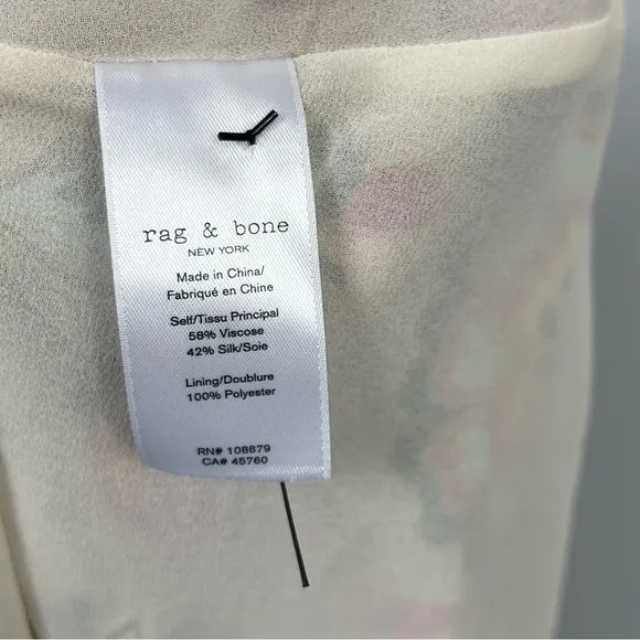 Rag &amp; Bone Bailey Mini Dress Silk Floral Self Tie Swing  Summer Tropical Hawaii