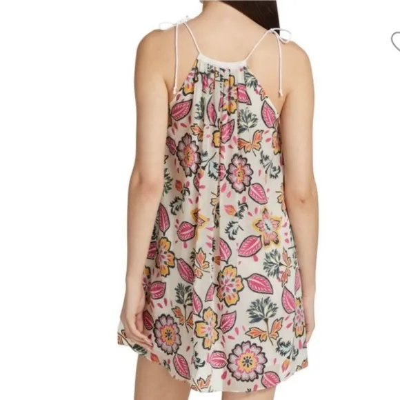 Rag &amp; Bone Bailey Mini Dress Silk Floral Self Tie Swing  Summer Tropical Hawaii
