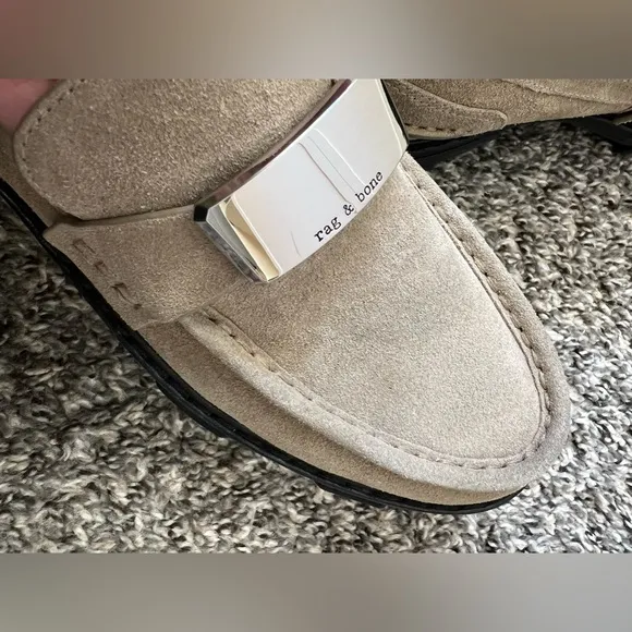 Rag &amp; Bone Women’s New Light Tan Sand Suede‎ Shiloh 2.0 Lug Loafers Size 8