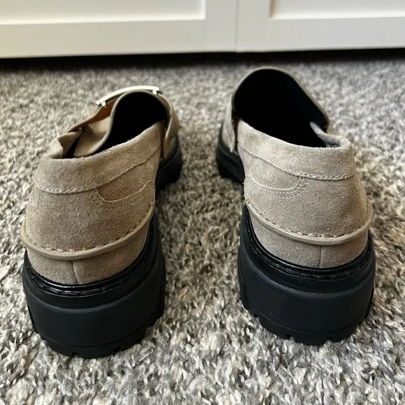 Rag &amp; Bone Women’s New Light Tan Sand Suede‎ Shiloh 2.0 Lug Loafers Size 8