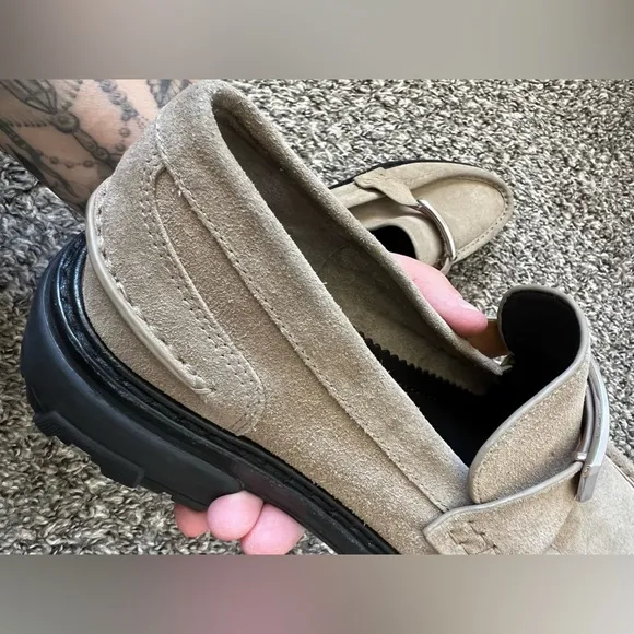 Rag &amp; Bone Women’s New Light Tan Sand Suede‎ Shiloh 2.0 Lug Loafers Size 8