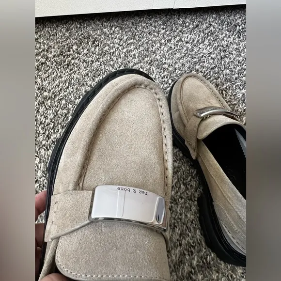 Rag &amp; Bone Women’s New Light Tan Sand Suede‎ Shiloh 2.0 Lug Loafers Size 8