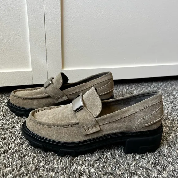 Rag &amp; Bone Women’s New Light Tan Sand Suede‎ Shiloh 2.0 Lug Loafers Size 8