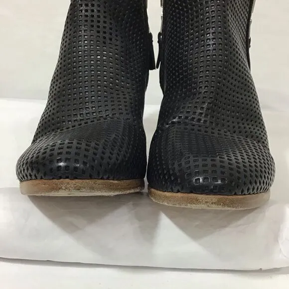 rag &amp; bone Margot Western Boots Perforated Leather Black Size 36 1/2