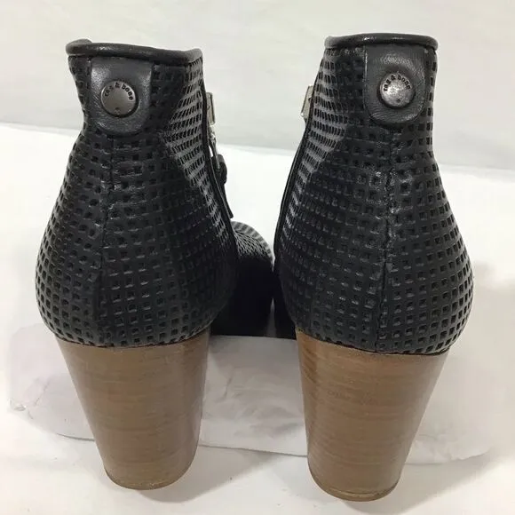 rag &amp; bone Margot Western Boots Perforated Leather Black Size 36 1/2
