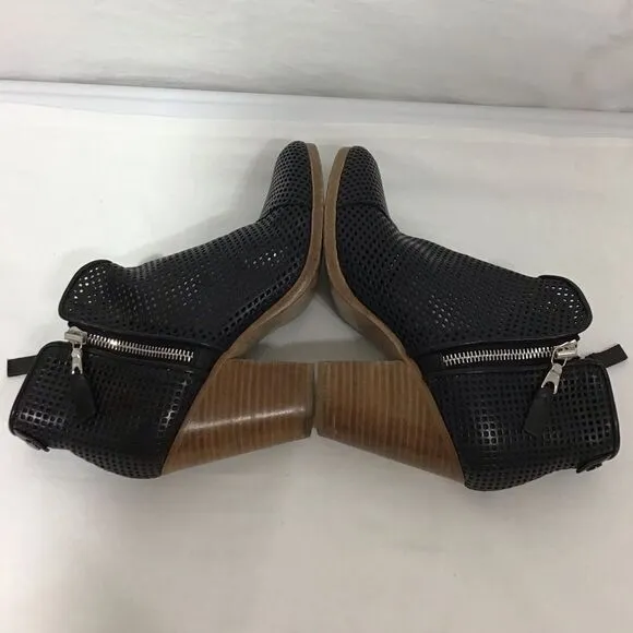 rag &amp; bone Margot Western Boots Perforated Leather Black Size 36 1/2