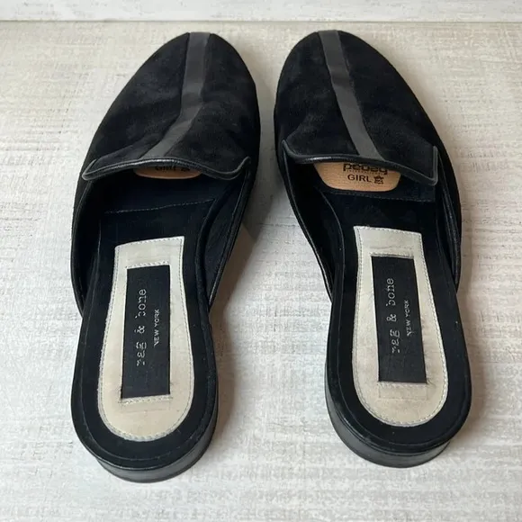 Rag and Bone Leather Loafer Mule Slides Size 40 or US Size 10 Slip On Flat Mules