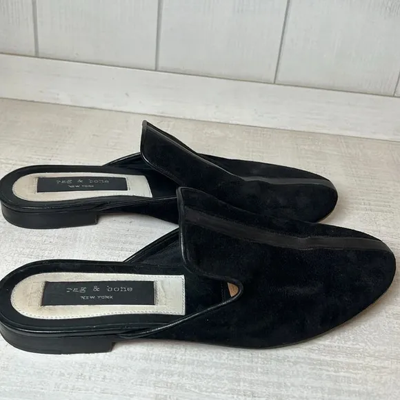 Rag and Bone Leather Loafer Mule Slides Size 40 or US Size 10 Slip On Flat Mules