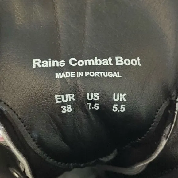 Rains Show Combat Boot Cement Off White Ankle High Lace-Up Vegan 7.5
