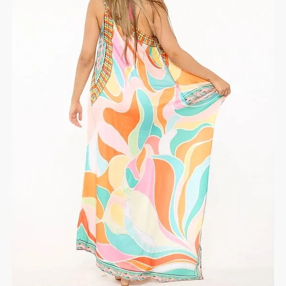 RANEES Crystal Embellished Resortwear One-Shoulder Cover Up Dress