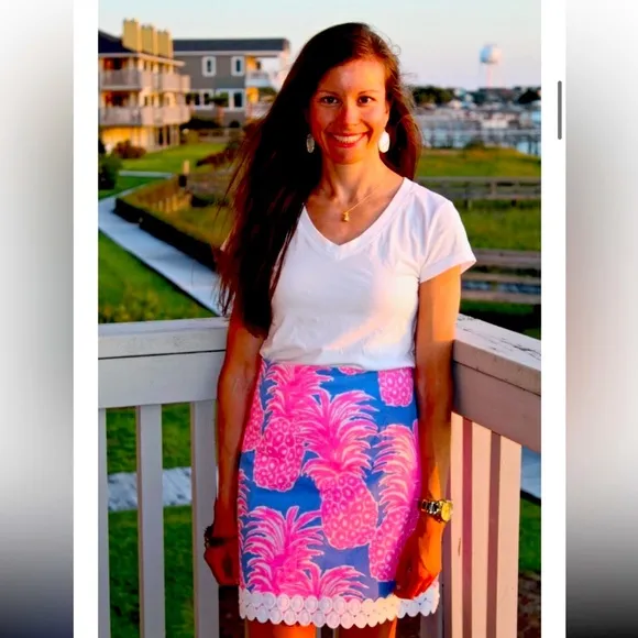 🍍Rare!!🍍 Lilly Pulitzer Women’s Pineapple Embroidered Pink Blue Purple Skirt 2