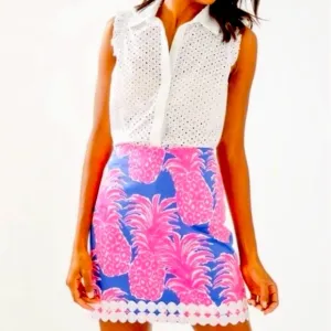 🍍Rare!!🍍 Lilly Pulitzer Women’s Pineapple Embroidered Pink Blue Purple Skirt 2