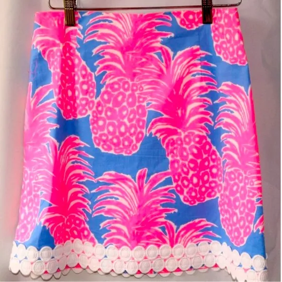 🍍Rare!!🍍 Lilly Pulitzer Women’s Pineapple Embroidered Pink Blue Purple Skirt 2