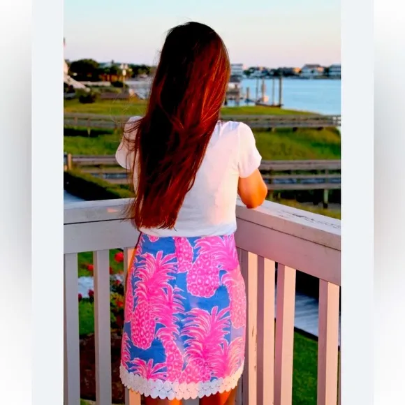 🍍Rare!!🍍 Lilly Pulitzer Women’s Pineapple Embroidered Pink Blue Purple Skirt 2