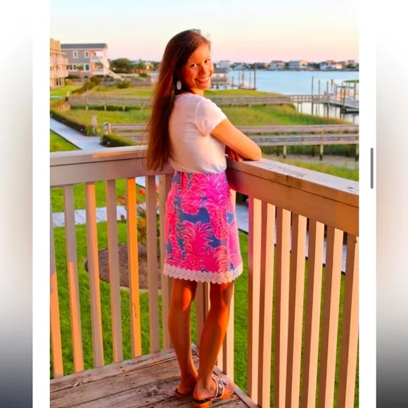 🍍Rare!!🍍 Lilly Pulitzer Women’s Pineapple Embroidered Pink Blue Purple Skirt 2