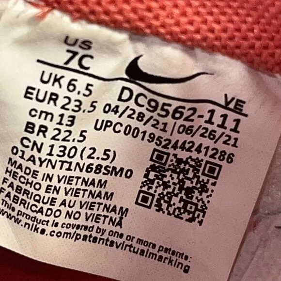 RARE Toddler Size 7C - Nike Dunk Low Retro “White Gypsy Rose” Shoes DC9562-111