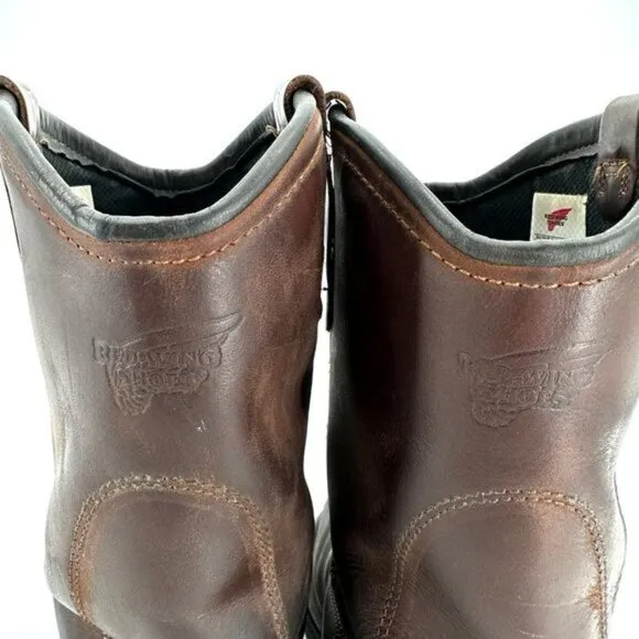 Red Wing Shoes Pull On Steel Toe Brown Leather Work Performance 9.5 Boots