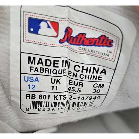 Reebok MLB Authentic Philadelphia Phillies White Leather Sneakers Mens Size 12