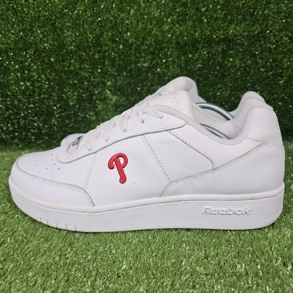 Reebok MLB Authentic Philadelphia Phillies White Leather Sneakers Mens Size 12