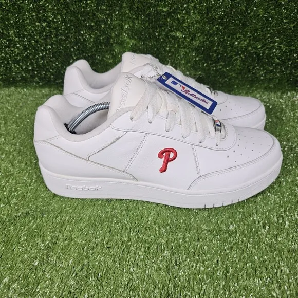 Reebok MLB Authentic Philadelphia Phillies White Leather Sneakers Mens Size 12