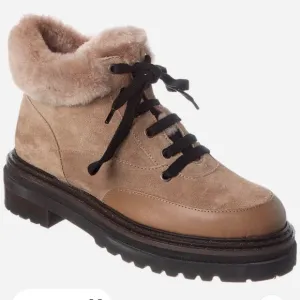 Reiss LEONIE SUEDE FAUX FUR HIKING BOOTS IN MINK  39