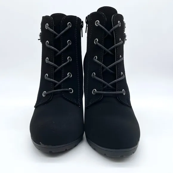 Rialto Shanaya Suede Lace Up Combat Black Boots