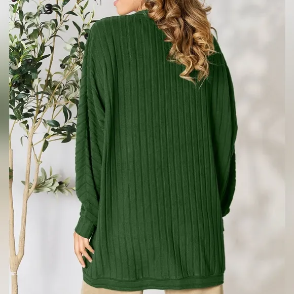 Ribbed Haven Cardigan - Green