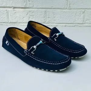 Riomar Men’s 9.5 Deck Driver Navy Blue Submarine Leather Loafer Casual Shoes