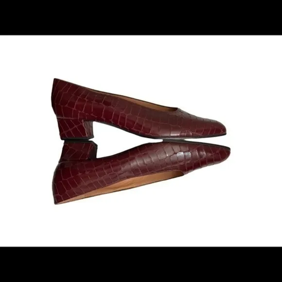 Robert clergerie red croc embossed leather shoes made in France 6.5