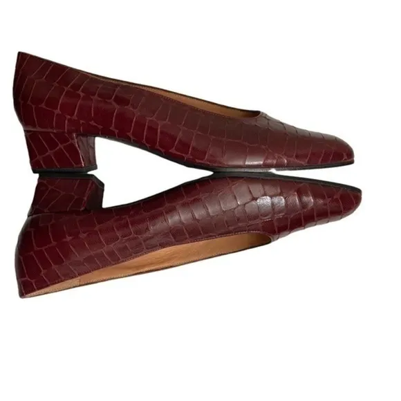 Robert clergerie red croc embossed leather shoes made in France 6.5
