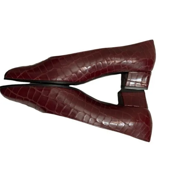 Robert clergerie red croc embossed leather shoes made in France 6.5