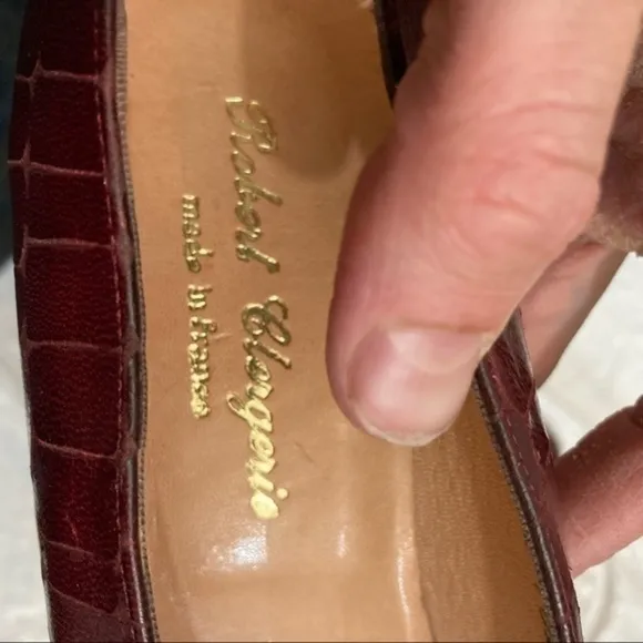 Robert clergerie red croc embossed leather shoes made in France 6.5