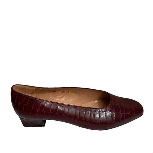 Robert clergerie red croc embossed leather shoes made in France 6.5