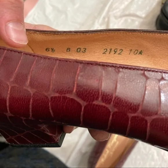 Robert clergerie red croc embossed leather shoes made in France 6.5