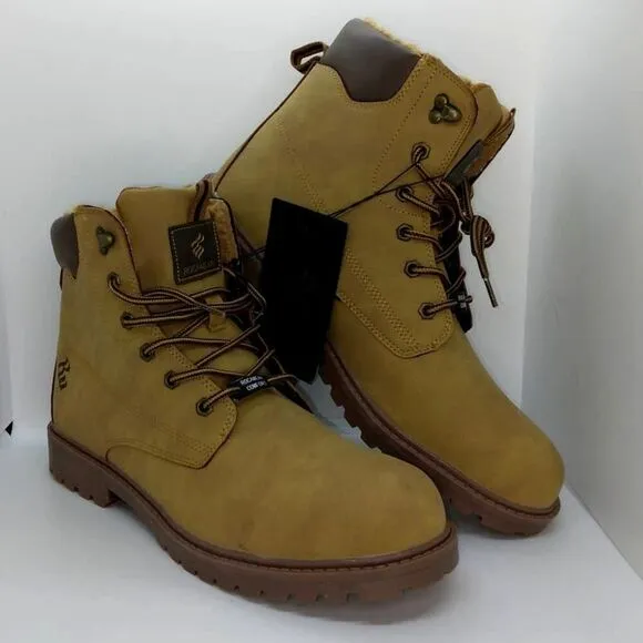 Rocawear NEW Men's Wheat Brown Faux Leather Hiking Boots - sz. 12