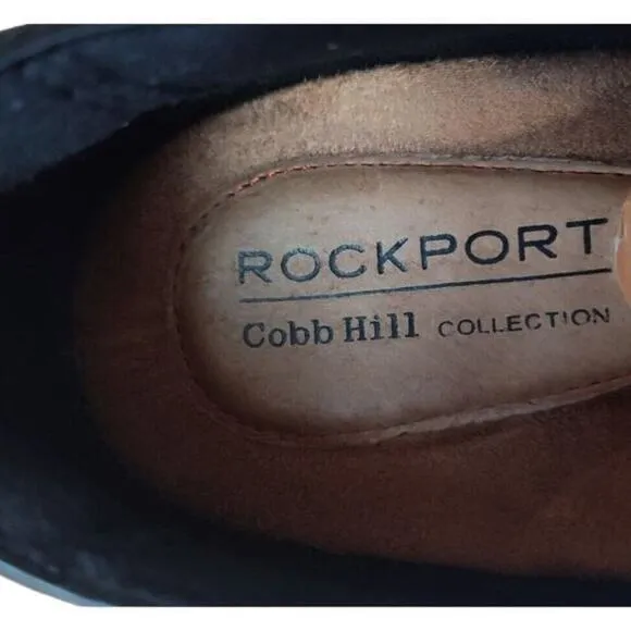 Rockport Cobb Hill Gratasha Oxford Black Leather Shoes Wedged Heel Witchy Size 7