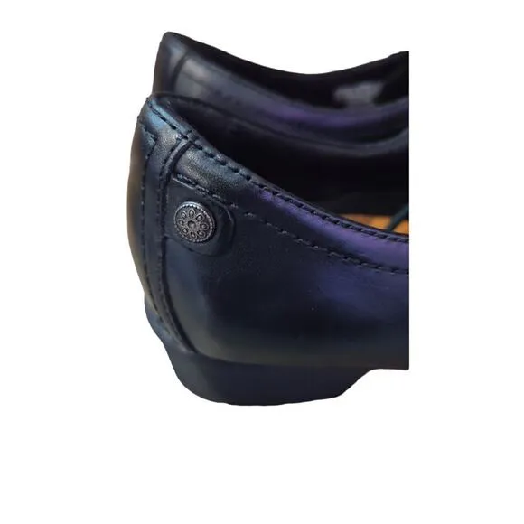 Rockport Cobb Hill Gratasha Oxford Black Leather Shoes Wedged Heel Witchy Size 7